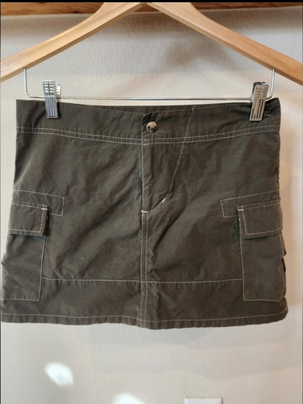 Olive Green 100% Cotton Cargo Mini Skirt Y2k Surf Active Wear